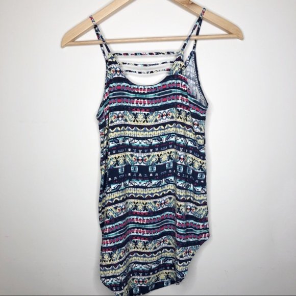 Mason + Mackenzie Ladder Back Aztec Tribal Stripe Tunic Tank Top Juniors - Picture 4 of 11